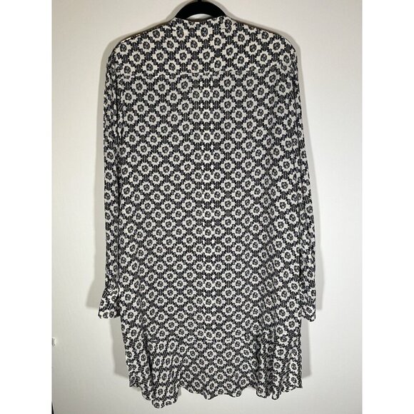 TORY BURCH Ikat silk ruffle pleated shirt dress 12 luxury officecore lightweight - Picture 4 of 9